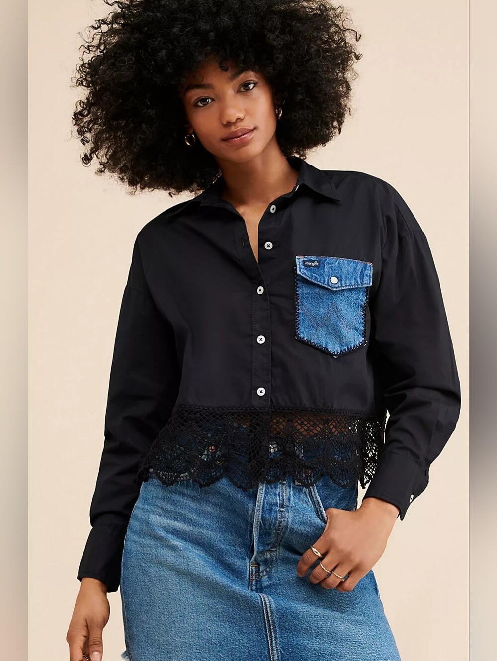 Re X Nuuly And Tricia Fix Free People Cropped Lace Button Down